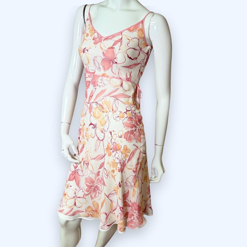Ann Taylor Petites Vintage Silk Pink Floral Midi Slip Dress 0P 64-107234